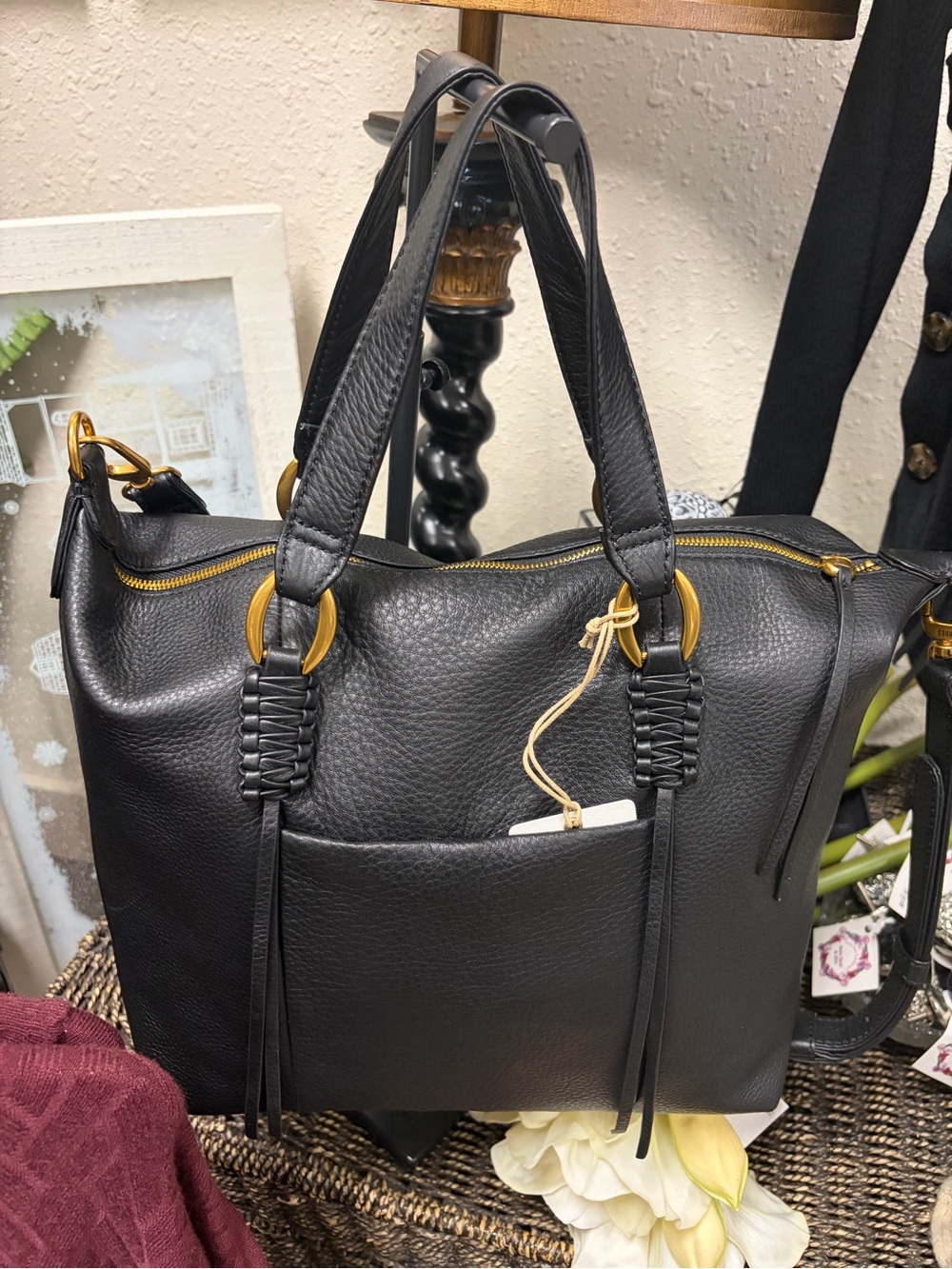 HOBO Black Leather Harley Satchel